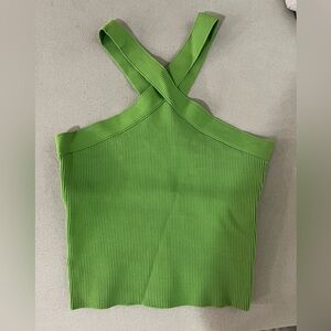 New Sweater-Knit Halter Crop Ribbed Tank Top